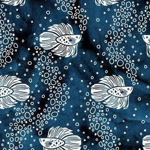 Betta Fish - Blue Ripple Ink