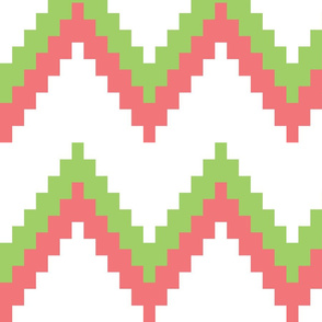 Green and Coral Chevron