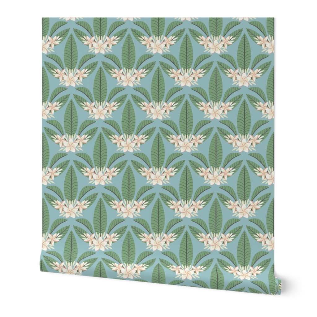 Plumeria Flowers pale blue green by DEINKI