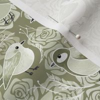 Little Bird Botanical - olive tree green 