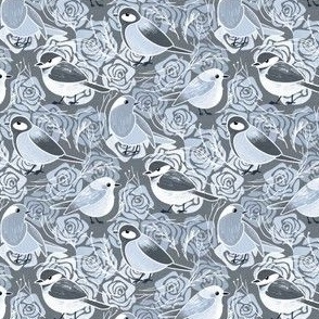 Little Bird Botanical - muted blue grey 