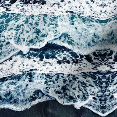 Ocean waves horizontal resin art water nature elements in deep navy blue