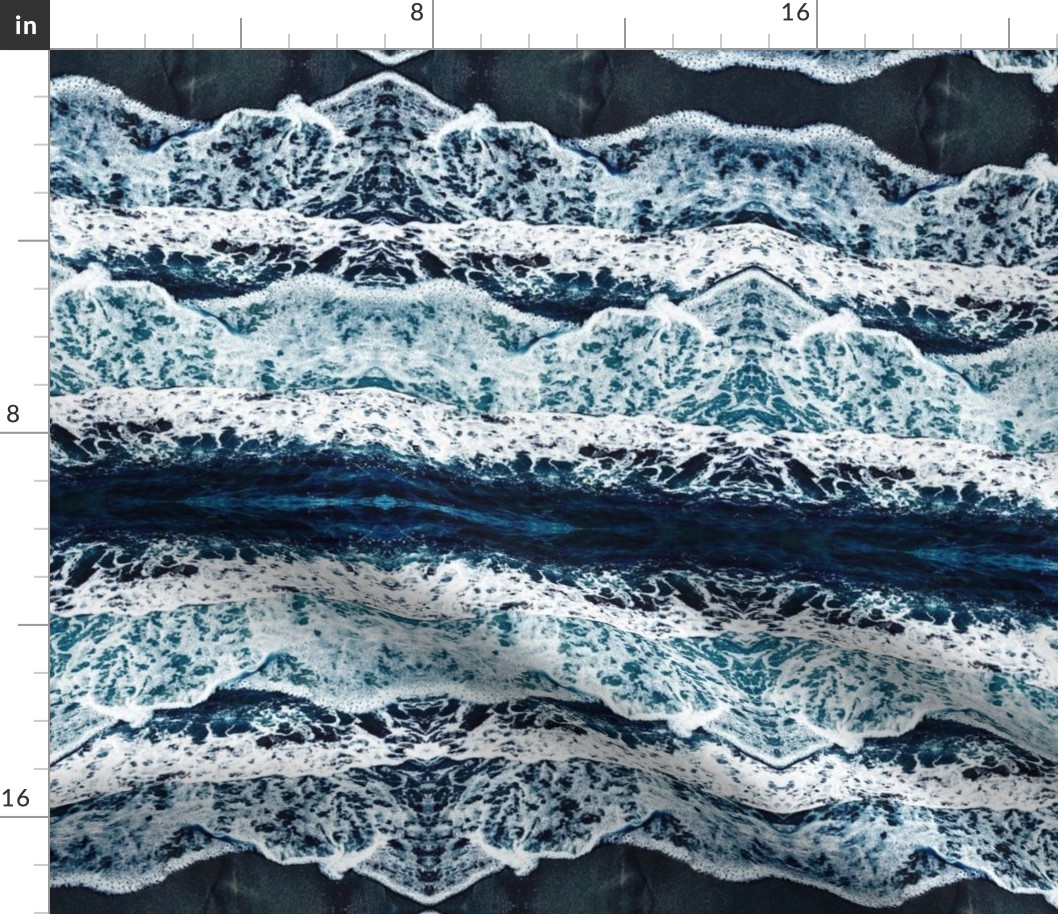 Ocean waves horizontal resin art water nature elements in deep navy blue