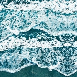 Ocean waves horizontal resin art water nature elements in teal blue aqua
