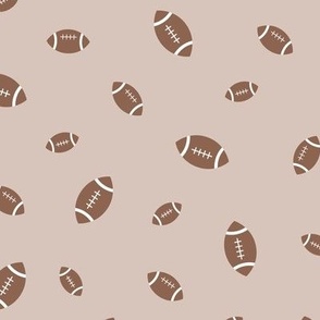 American football minimalist sports design in brown leather on blush beige latte
