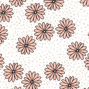 Sweet boho daisy garden and spots minimalist spring summer design pink blush on white