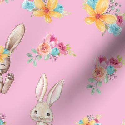 bunny floral pink