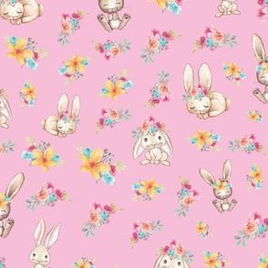 bunny floral pink