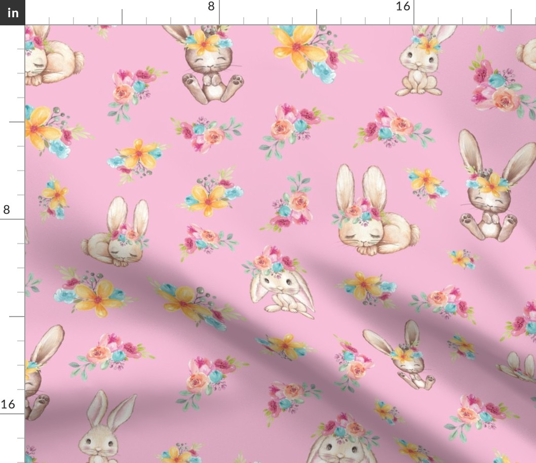 bunny floral pink