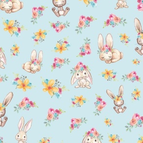 bunny floral blue