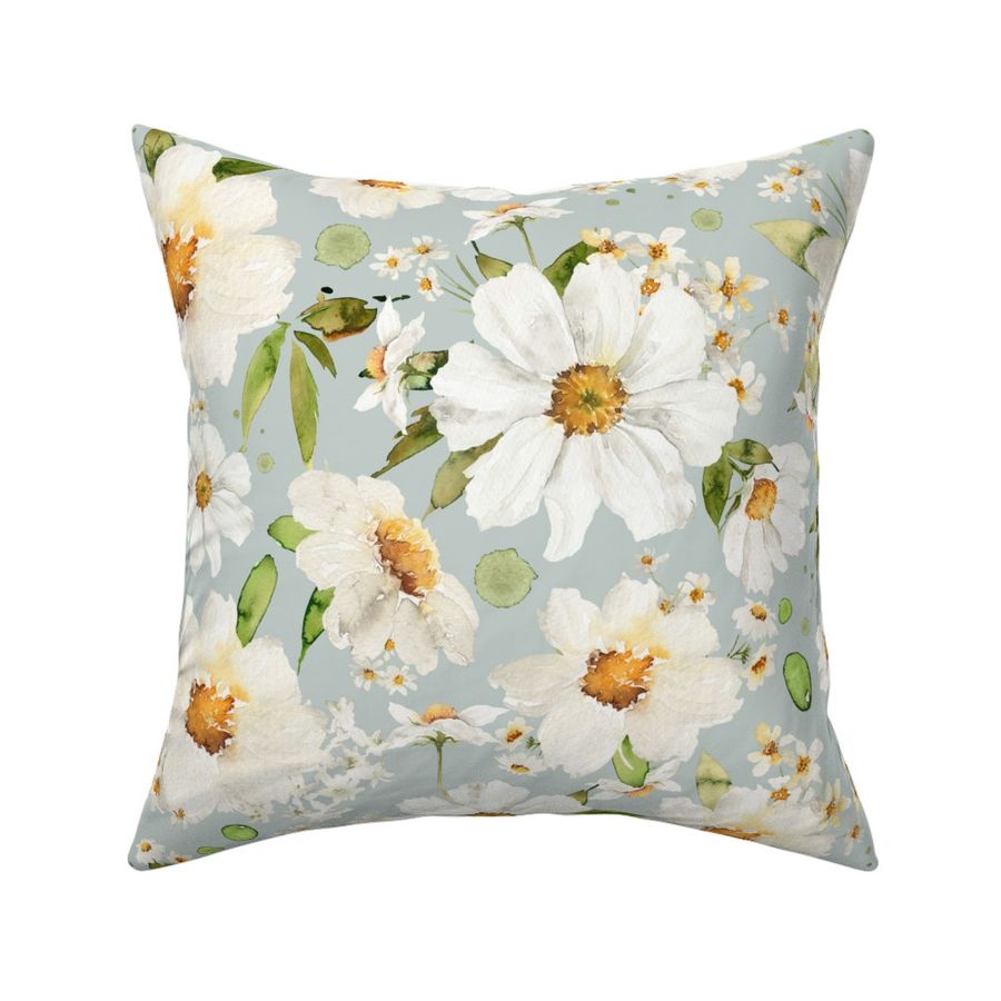 16 Daisy Watercolor Floral Daisies Fabric Spoonflower