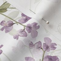 18" Sweet Peas Summer Wildflower Meadow - Peas Fabric,  on white - double layer Wedding