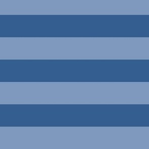 Large Horizontal Awning Stripe Pattern - Dusty Blue and Lapis Blue
