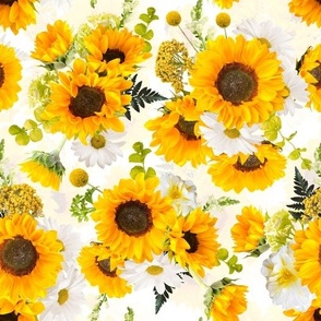 10" Stand with Ukraine - Make love not war- Sunflowers Forever -Real Summer Sunflowers - on white double layer