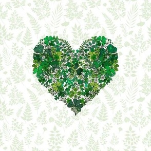 Shamrock Garden Heart Embroidery Template (White) 