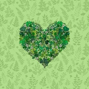 Shamrock Garden Heart Embroidery Template (Green) 