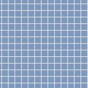 Grid Pattern - Dusty Blue and White