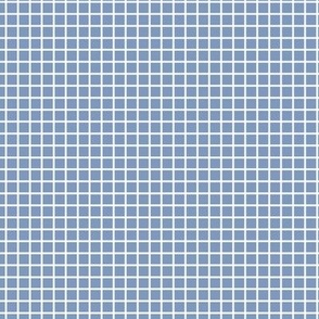 Small Grid Pattern - Dusty Blue and White
