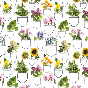 Colorful Flowers in White Apron Pockets