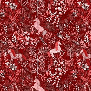 Unicorns in the Woods of Wonderment (red)