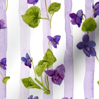 14" Vintage Very Peri Violets And Hand Drawn Watercolor Strokes