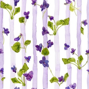 Vintage Very Peri Violets And Hand Drawn Watercolor Strokes