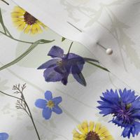 Midsummer Dried And Pressed Colorful Wildflowers Meadow ,  Dried Flowers Fabric, Pressed Flowers Fabric, Spring Flowers Fabric double layer