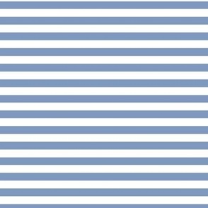 Horizontal Bengal Stripe Pattern - Dusty Blue and White