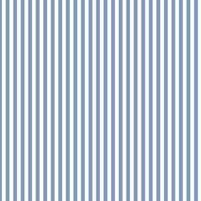 Small Vertical Bengal Stripe Pattern - Dusty Blue and White