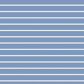 Horizontal Pin Stripe Pattern - Dusty Blue and White