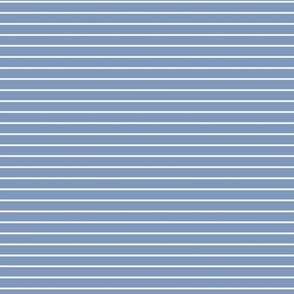 Small Horizontal Pin Stripe Pattern - Dusty Blue and White