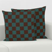 Dark Brown and Green Checkerboard