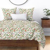  14" Grid And Summer  nasturtium flowers Meadow - Midsummer Flowers nasturtiums  Watercolor fabric blush and white 