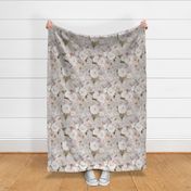 Vintage Spring Romanticism: Maximalism Moody Florals-Antiqued White Peonies Roses Lilacs And Springflowers Bouquets  Nostalgic- Gothic- Antique Botany Wallpaper and Victorian Goth Mystic - gray double  layer