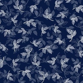 Small Rose Leaves Shades of Midnight Blue
