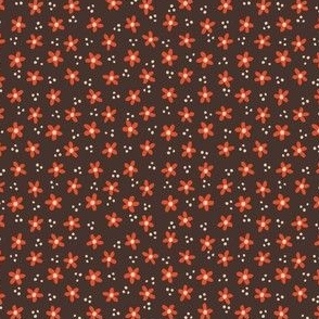 Uneven Dotty Flowers - Chocolate (Red Flowers)