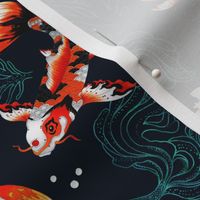 9" Artistic Japanese Koi Fishes on Blue