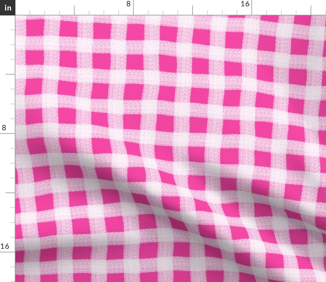 Large Hot Pink Wonky Spring Gingham