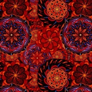 Mandalas in almost monochrome red, beaver coordinate, small 6” re