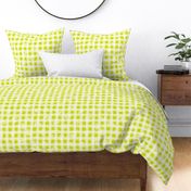 Large Rose Leaves on Chartreuse Wonky Gingham