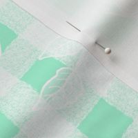 Large Rose Leaves on Mint Wonky Gingham