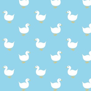 Medium White Ducks on Baby Blue