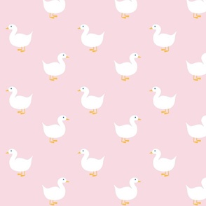 Medium White Ducks on Baby Pink