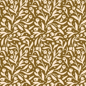 Aviva Floral -apricot with pecan background