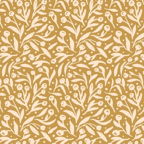 Aviva Floral -apricot with flax background