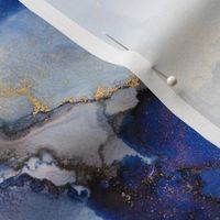 Abstract Ocean Blue Gold Ink Painting Texture