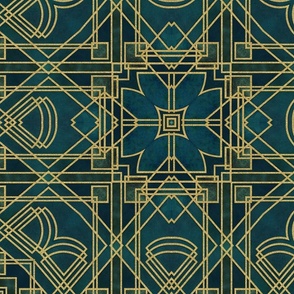 Art Deco Retro Elegance Teal Green And Gold