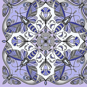 Very Peri Mystic Moth Art Nouveau Pattern