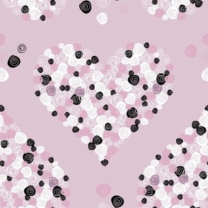 Rose hearts pattern blush, pink, black and white