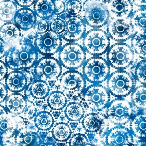 Blue White Tie Dye Shibori Pattern Retro Hippie Style